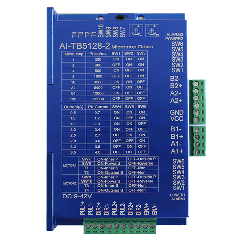 兩軸自發脈沖驅控 42/57 兩相步進電機驅動器 雙軸 128細分 4.0A  AI-TB5128-2