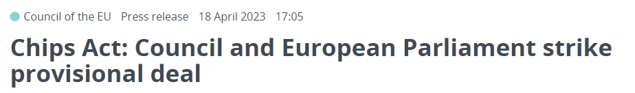 歐盟敲定《芯片法案》臨時協議 430億歐元有望投向半導體領域(圖1)